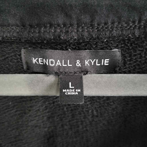 Kendall & Kylie Women's L Long Sleeved Crop Top Grommet Neckline Grunge Motocore - Picture 5 of 7